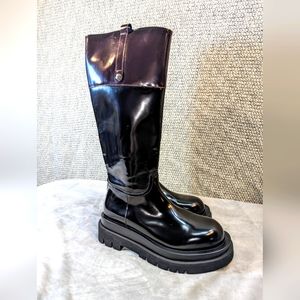 Jeffrey Campbell Friesian Lug sole knee-high Riding Boots Leather Sz 7.5 $315